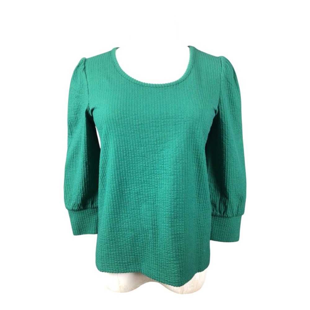 Talbots Green Scoop Neck Textured Blouse Size P
